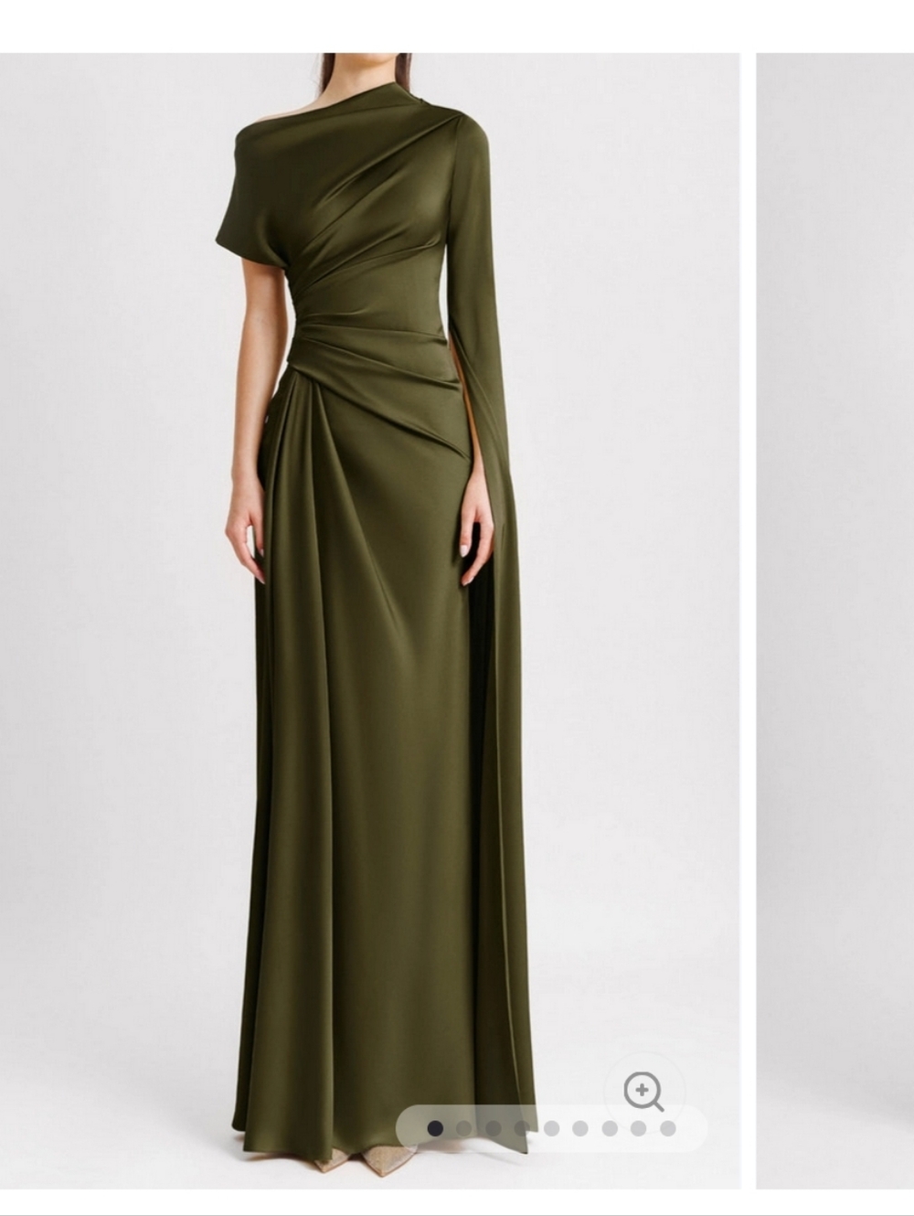 elegant olive green black tie dress in medium/large